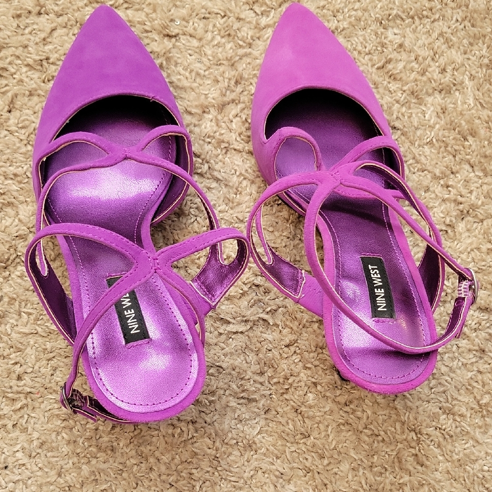 New Nine West Women's Purple Strappy Heels, sz 8.5